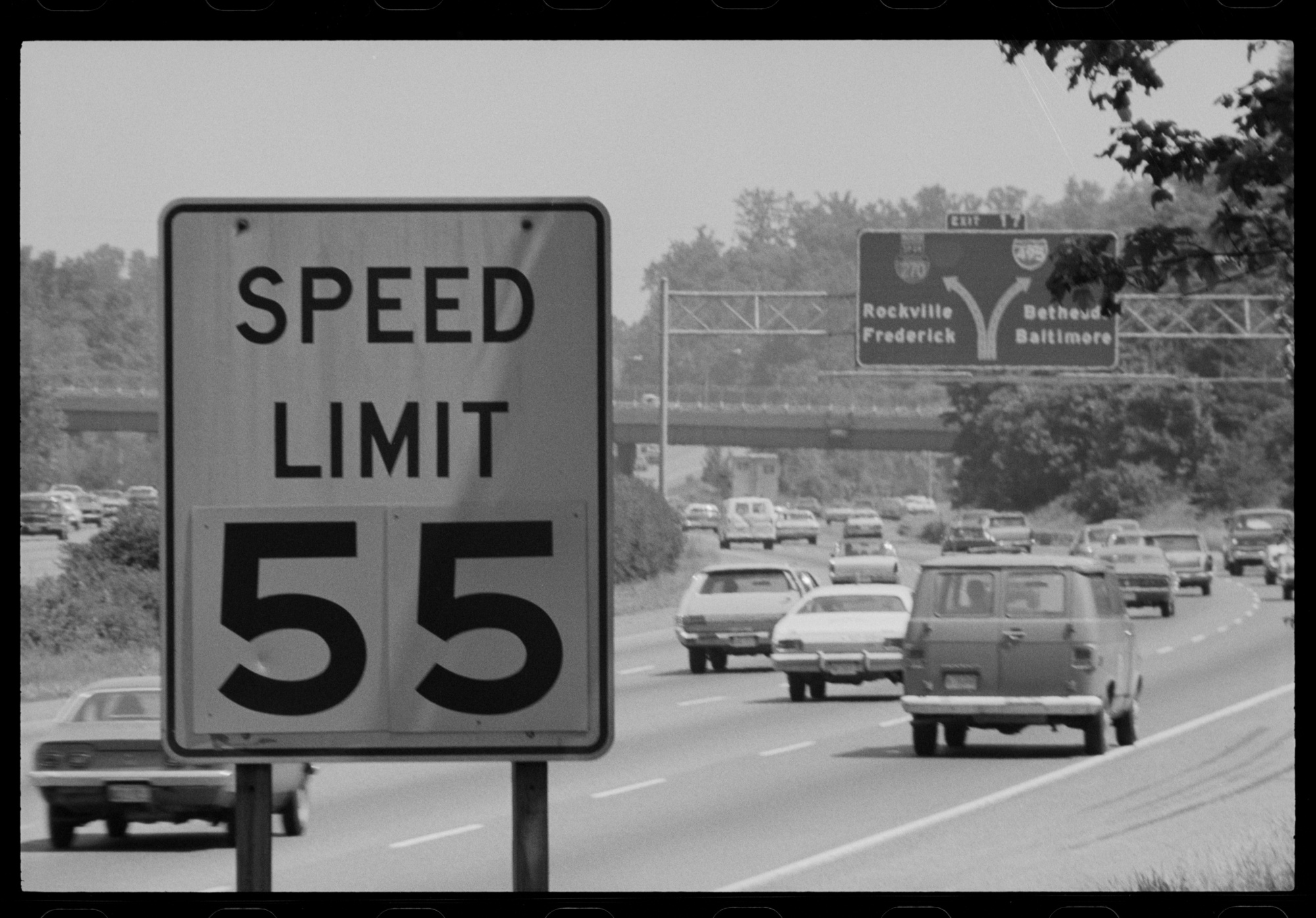 A sign of the times on the Washington Beltway in 1977. Photographer: Warren K Leffler/US News &amp;amp; World Report Collection/PhotoQuest/Getty Images