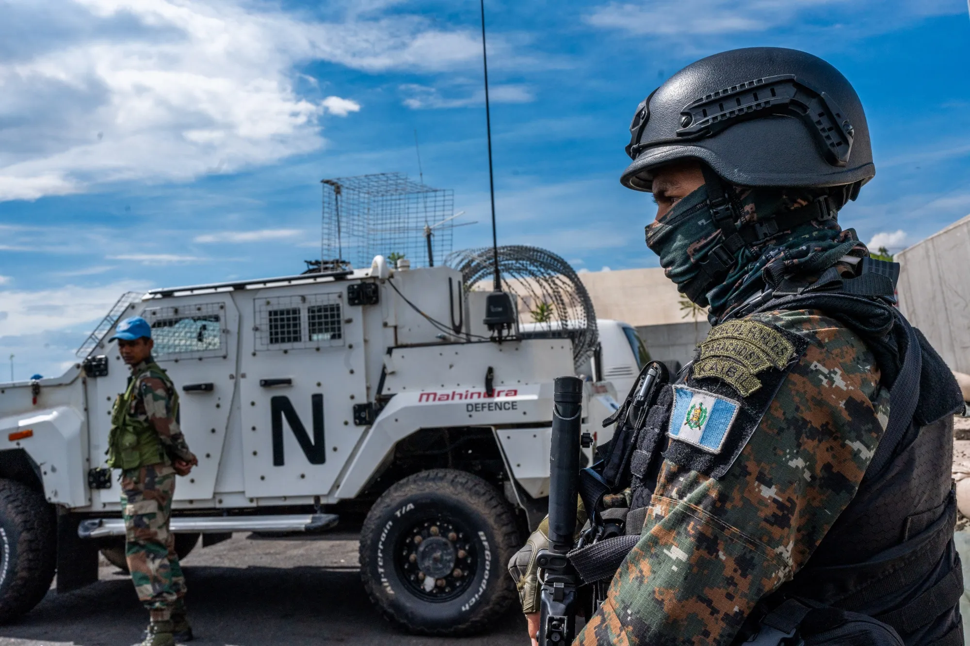 A member of the UN’s Congo mission in the eastern town of Sake in November 2023.