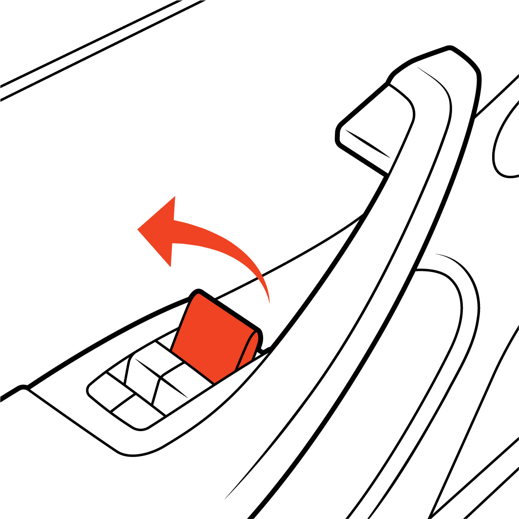 Close up view of the front driver side interior door handle