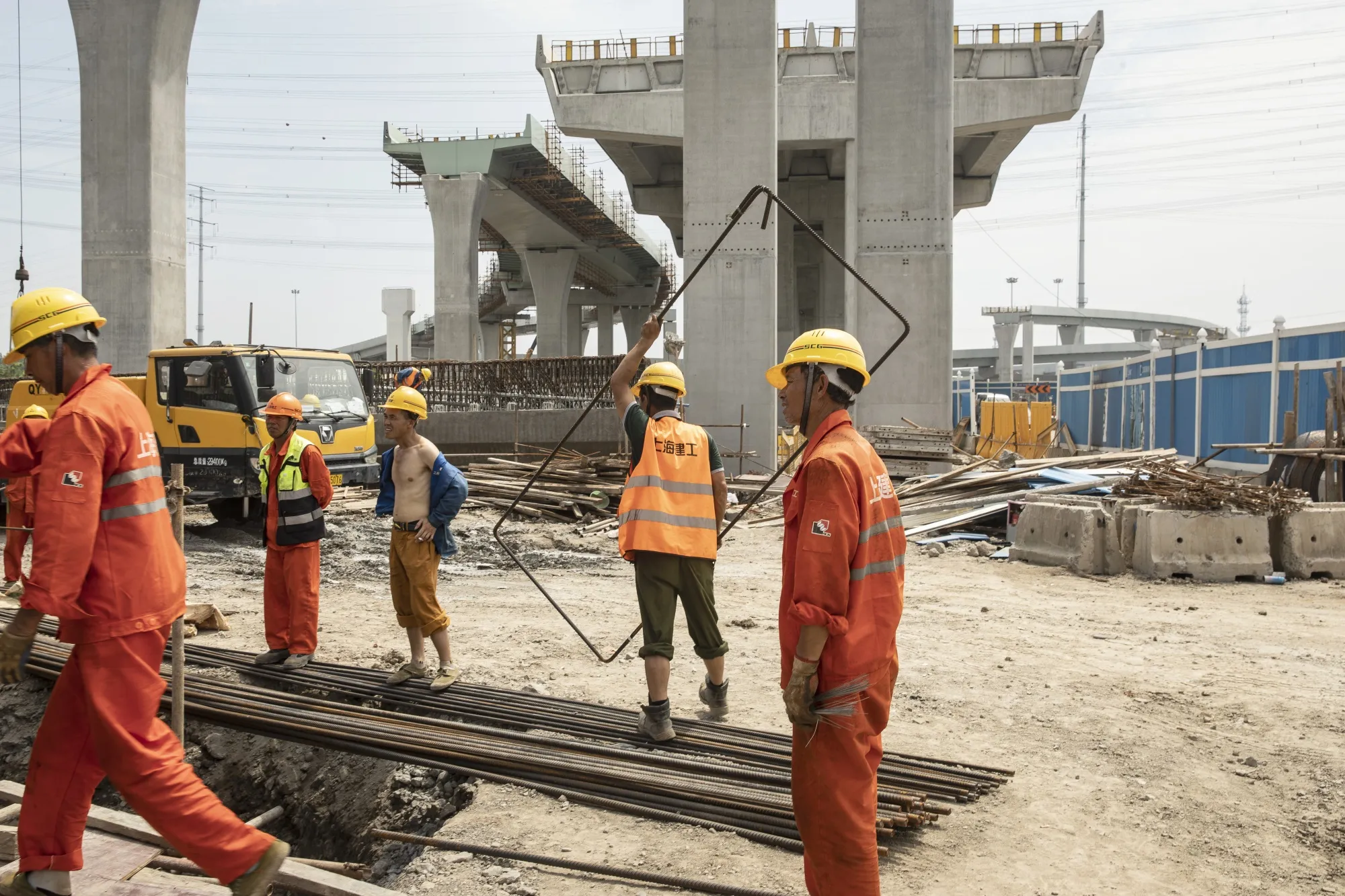 Road Construction In Shanghai As China's Industry-Led Recovery From Slump Continued in May