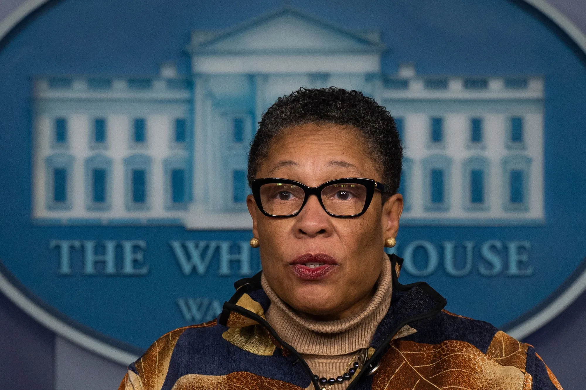Housing and Urban Development Secretary Marcia Fudge speaks during a press briefing in March.&nbsp;