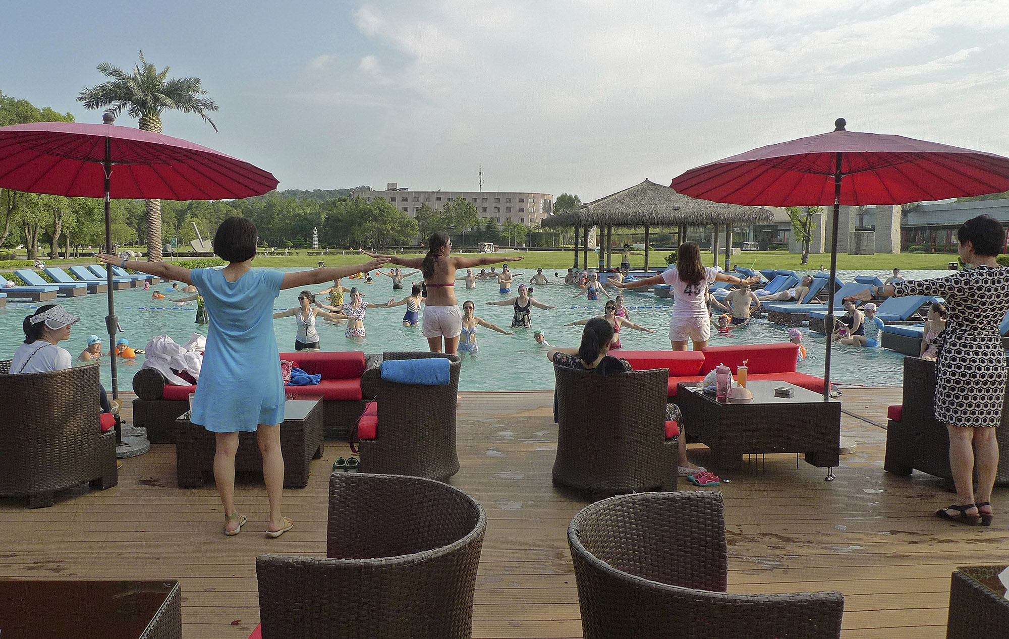 A fitness class at the Club Med resort in Guilin, China.