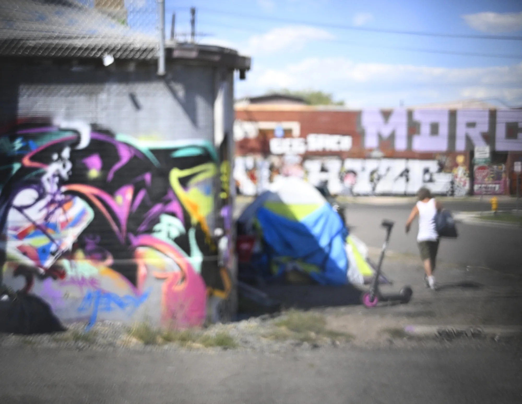 A person experiencing homelessness in Denver.&nbsp;