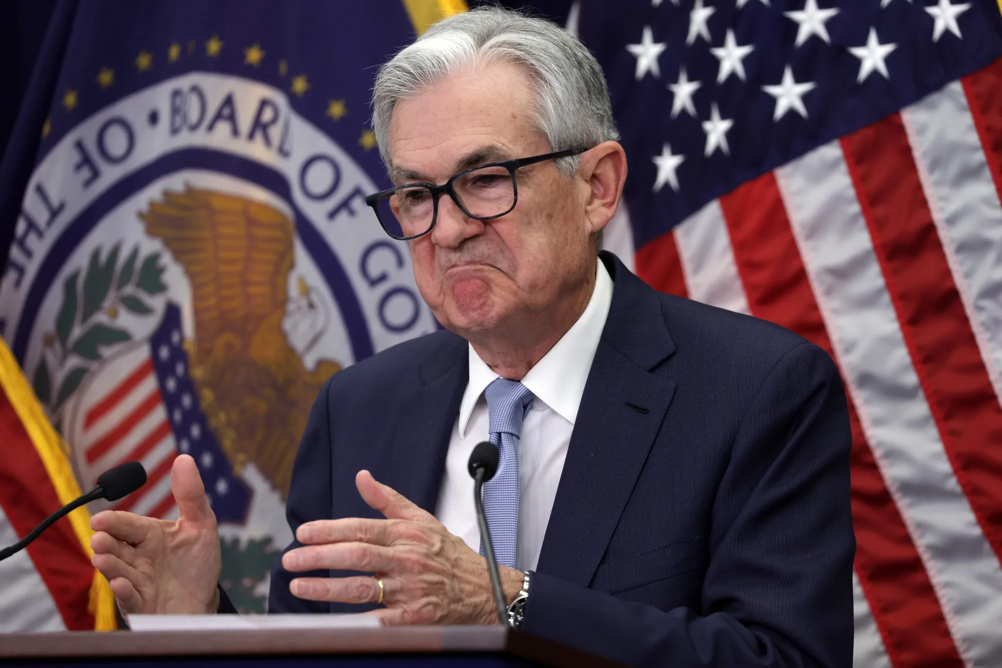 Federal Reserve Chairman Jerome Powell speaks during a news conference after the FOMC meeting in December.