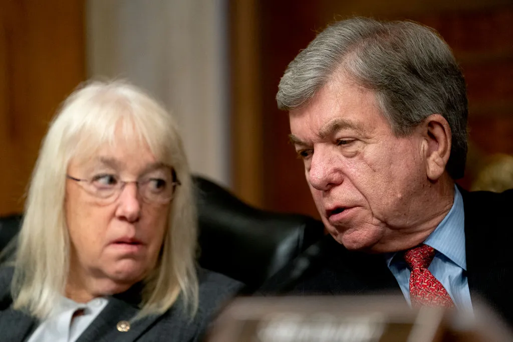 Bipartisan whispers: Senators Roy Blunt and&nbsp;Patty Murray during a Senate Appropriations Subcommittee hearing last week.