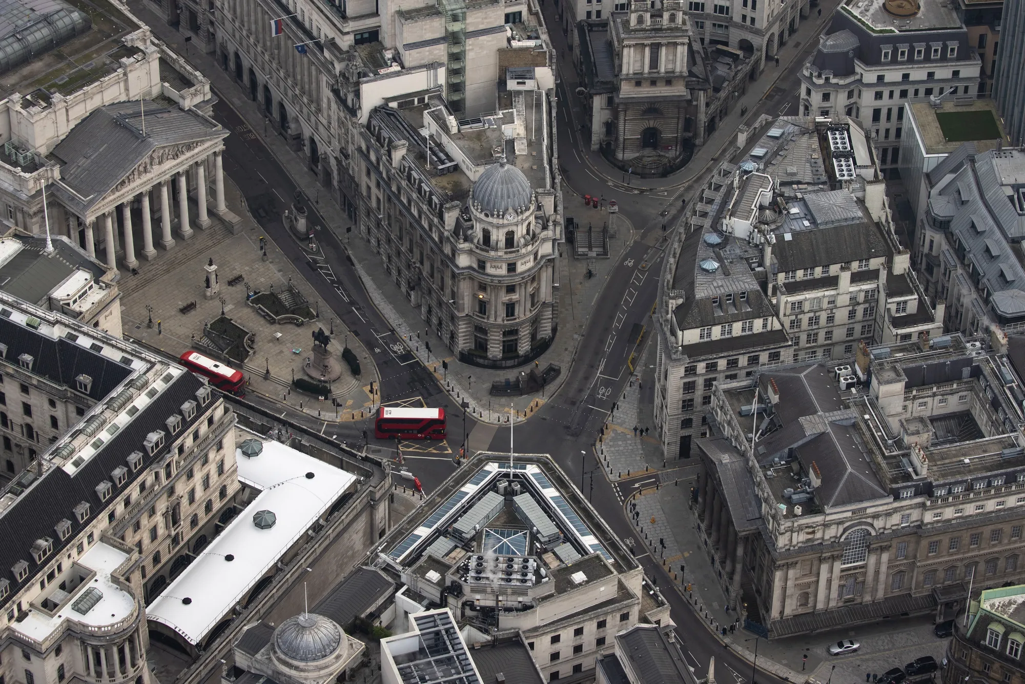 Bank Junction in the City of London, UK.