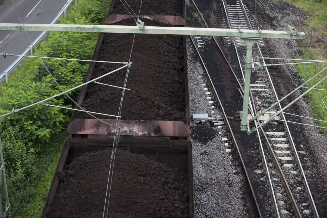 A railway freight train transports coal&nbsp;in Hambach, Germany.