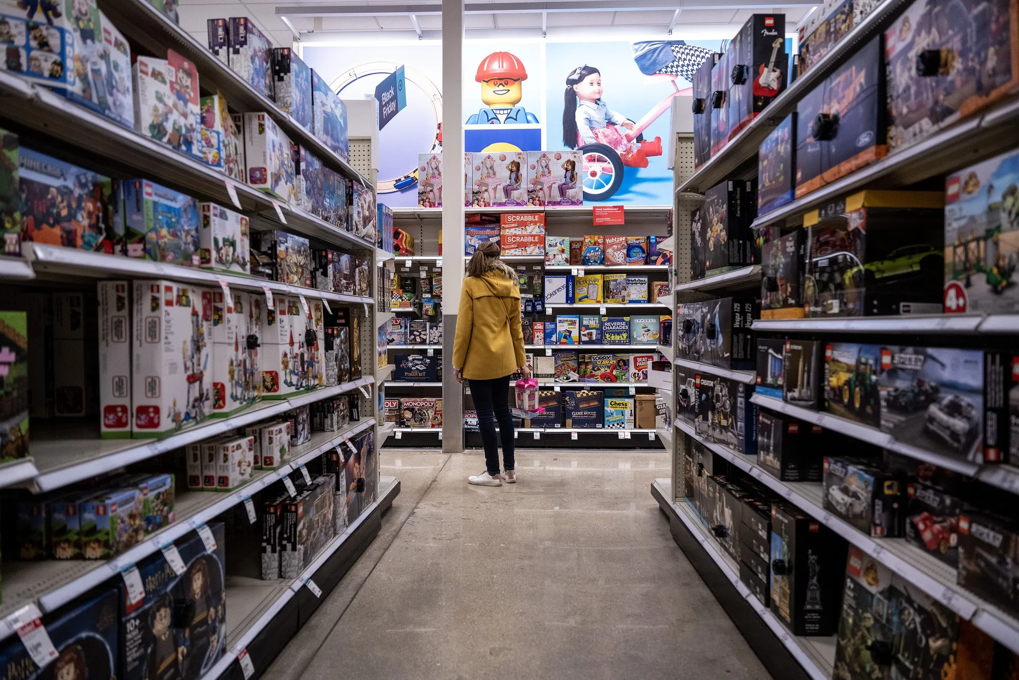 A shopper in the toy aisle of a store&nbsp;in Chicago.