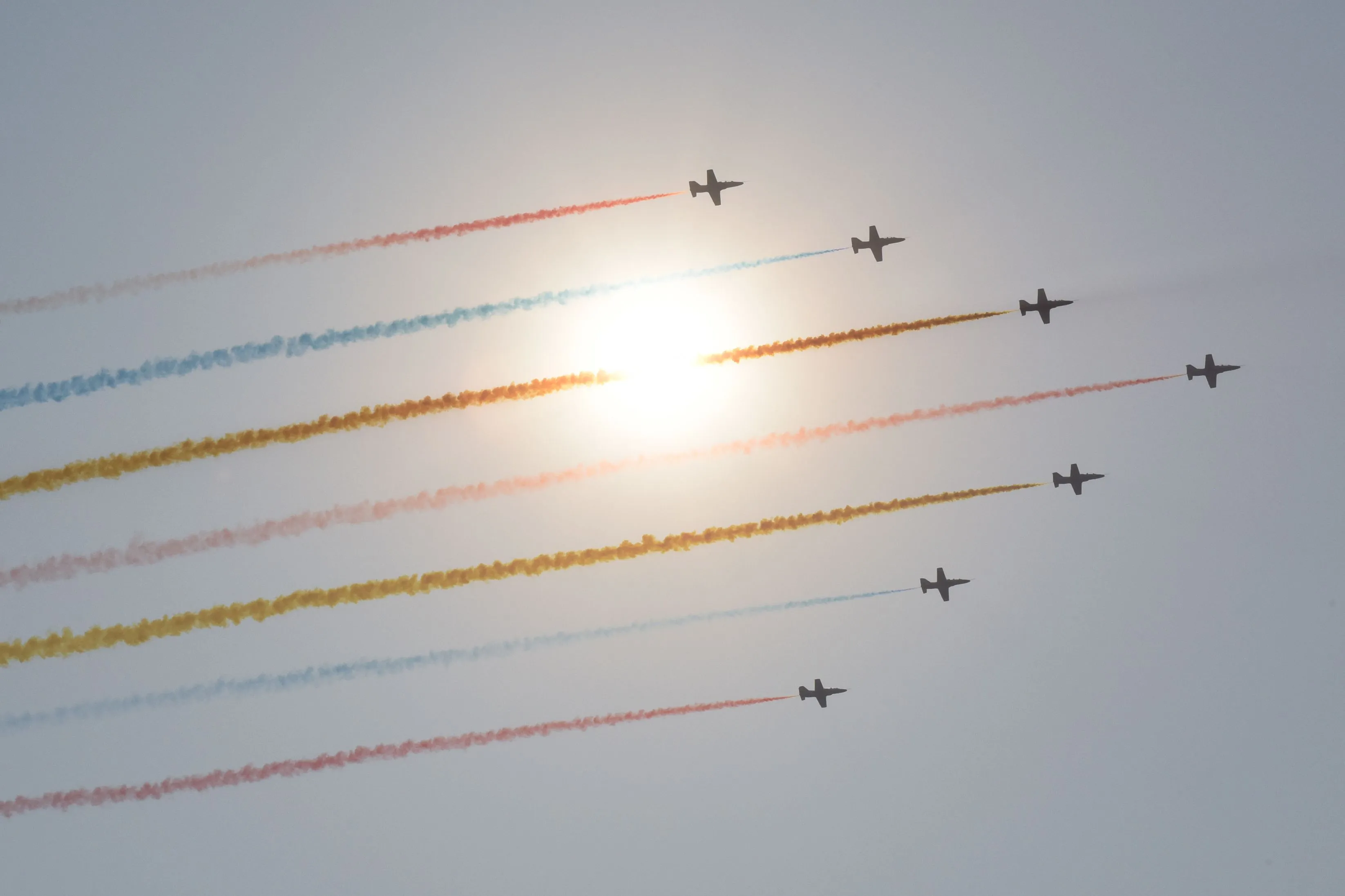 AVIC-made JL-8 jets fly over Beijing to mark the 70th anniversary of the founding of the People's Republic of China on Oct. 1, 2019.