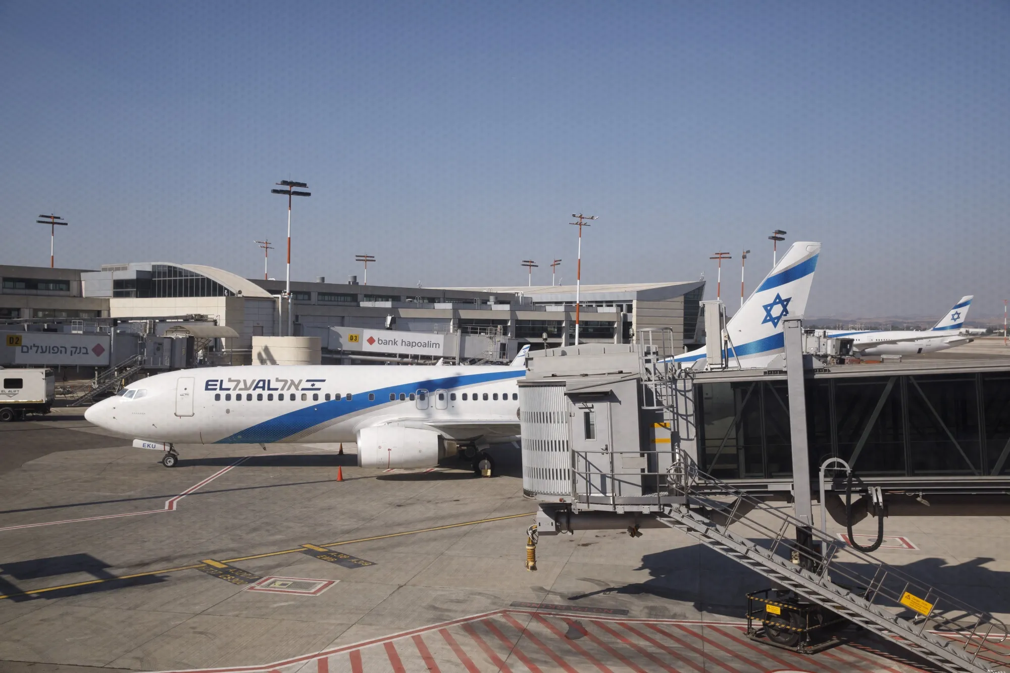 El Al Israel Airlines airplanes on the tarmac of Ben Gurion International Airport in Tel Aviv, Israel.