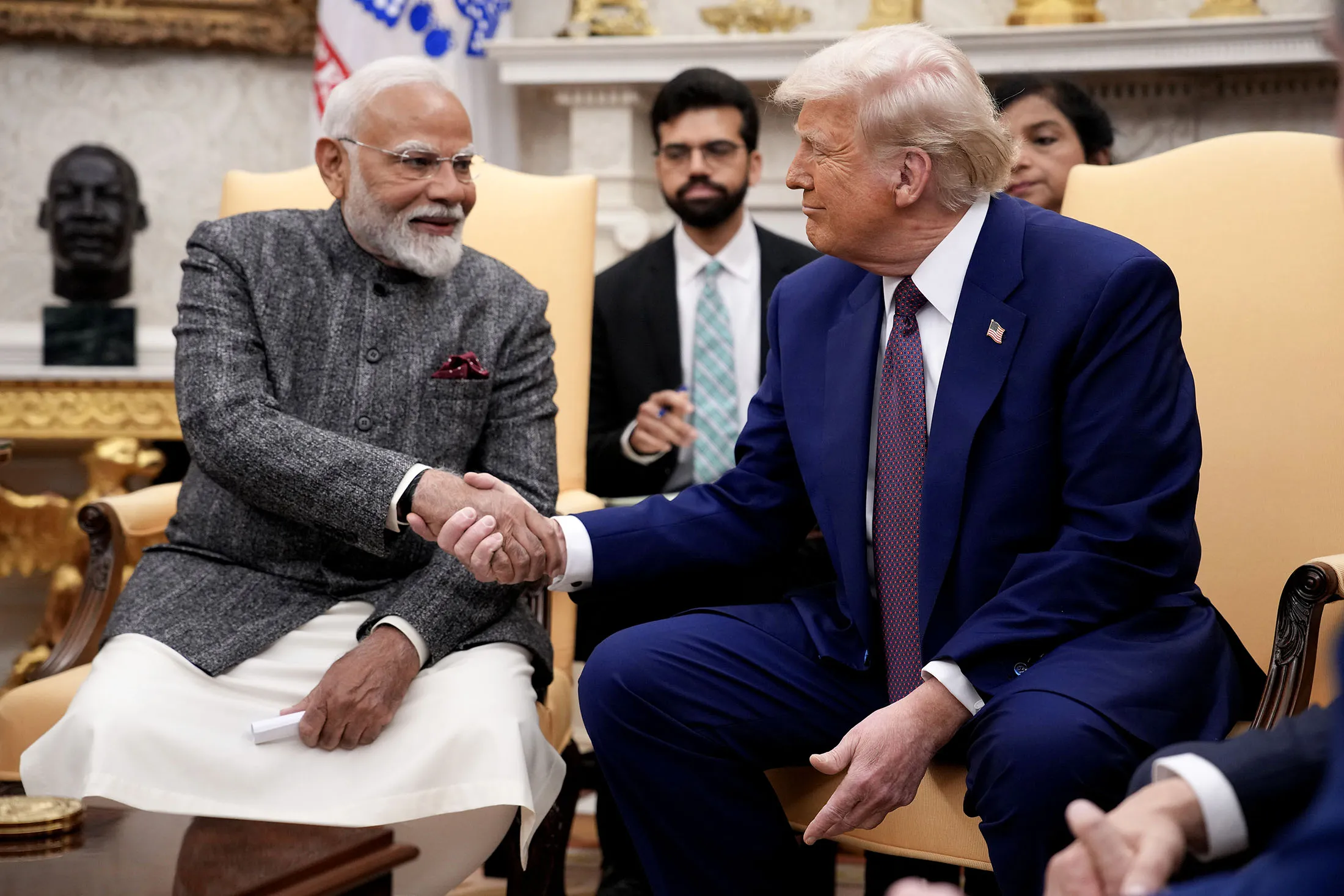 President Donald Trump and Prime Minister Narendra Modi meet in the Oval Office at the White House on February 13, 2025.
