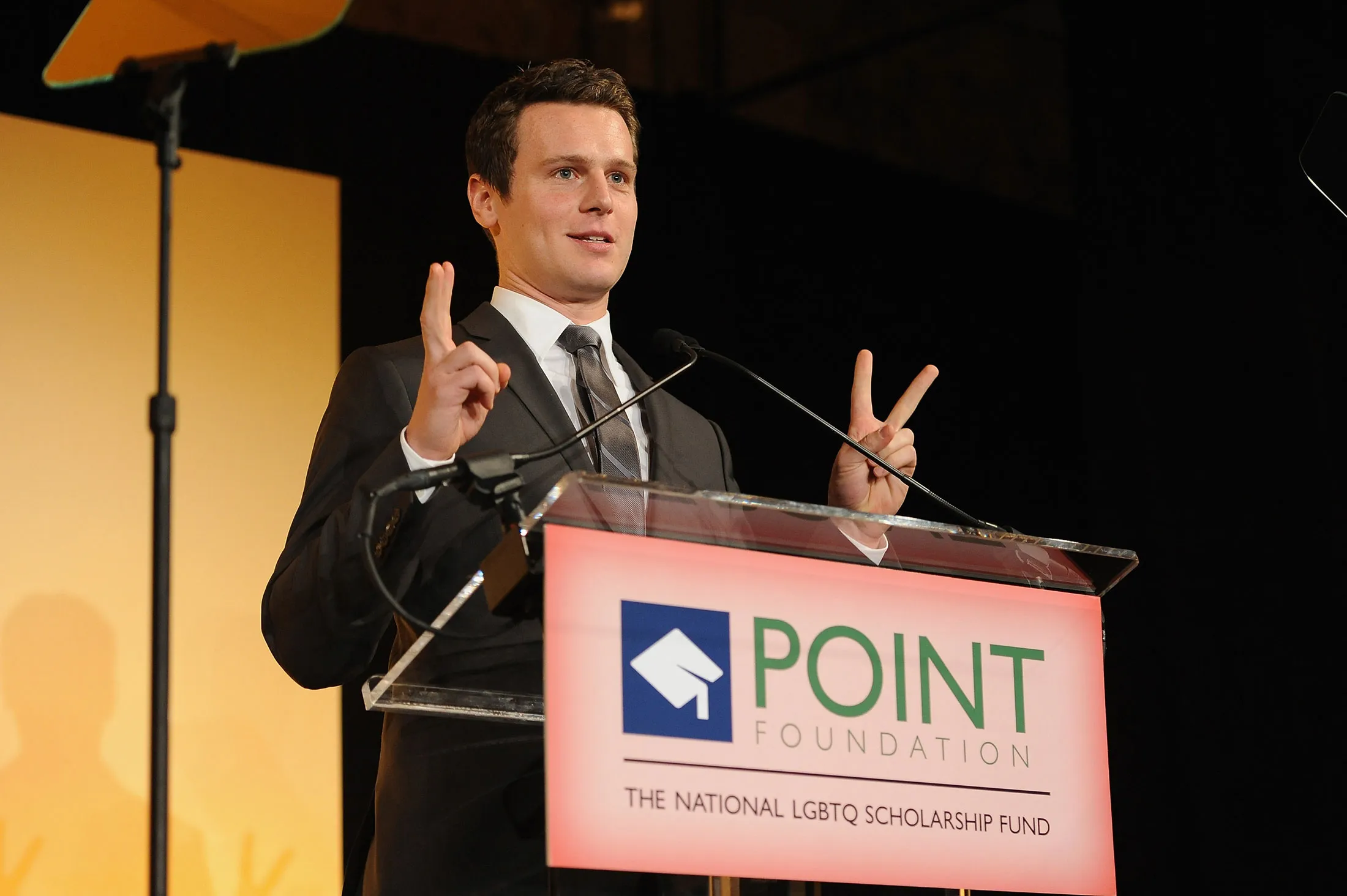 Actor Jonathan Groff said in his early 20s, he called his boyfriend his "roommate."
