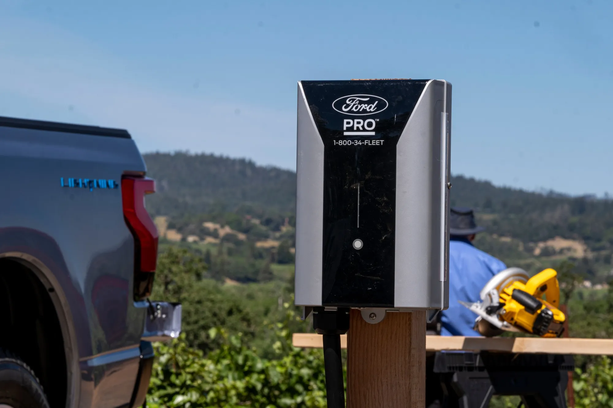 A Ford Pro EV charger at a media event last year in Healdsburg, California.