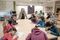 Refugee children are seen in a school in Halmstad, Sweden.