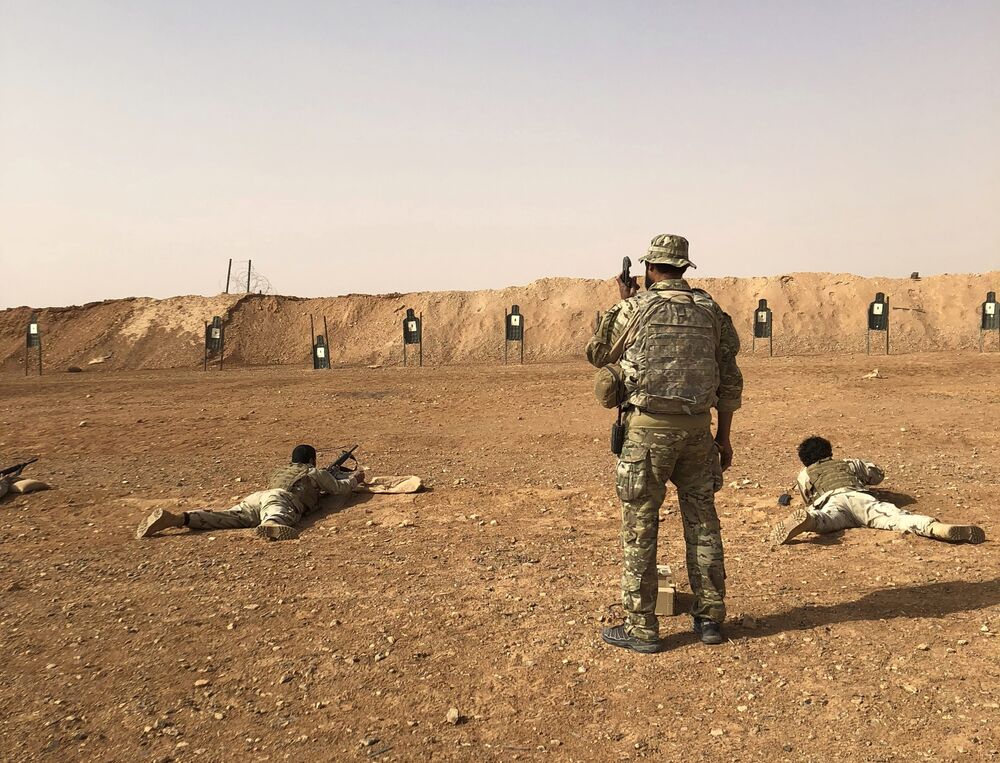 Firearms training at the Al-Tanf military outpost in southern Syria in 2018.