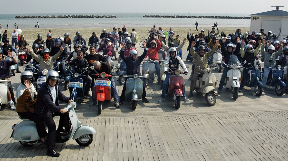 Members of a Vespa club show scooter pride during a 2006 meeting in the northern Italian city of Rimini.
