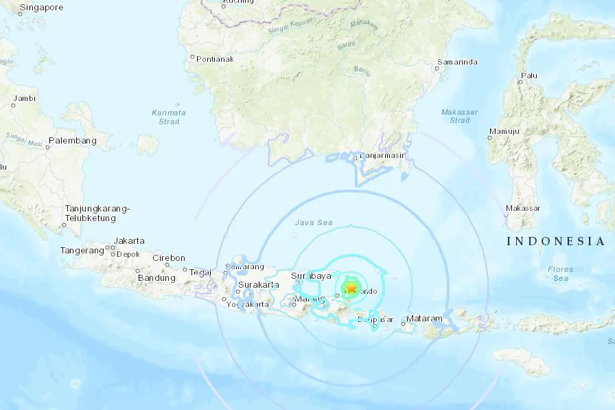 A magnitude 6.0 earthquake off the coast of Bali