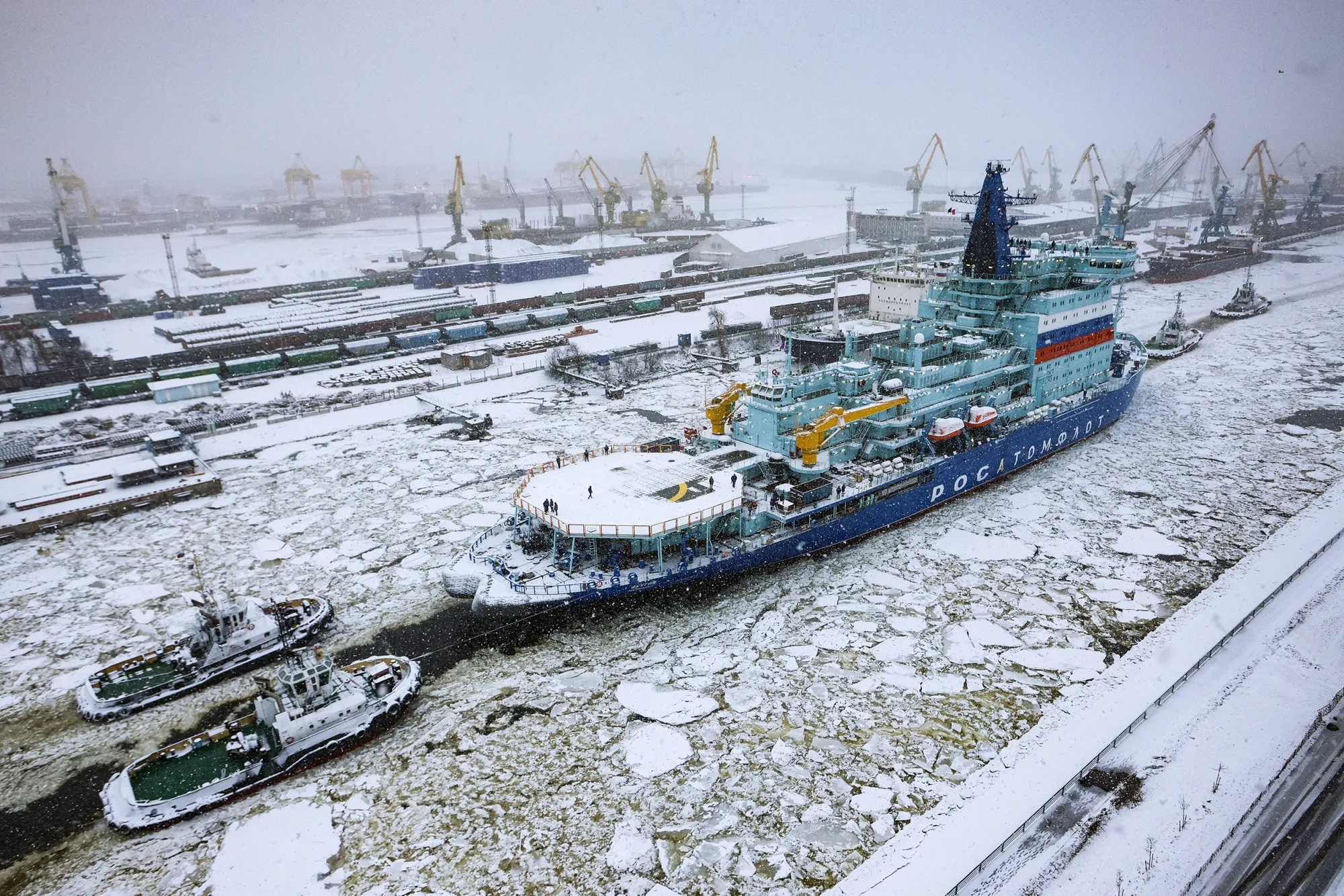 The Russian nuclear icebreakerYakutiya sails through the Galerny fairway&nbsp;during sea trials in St. Petersburg.&nbsp;