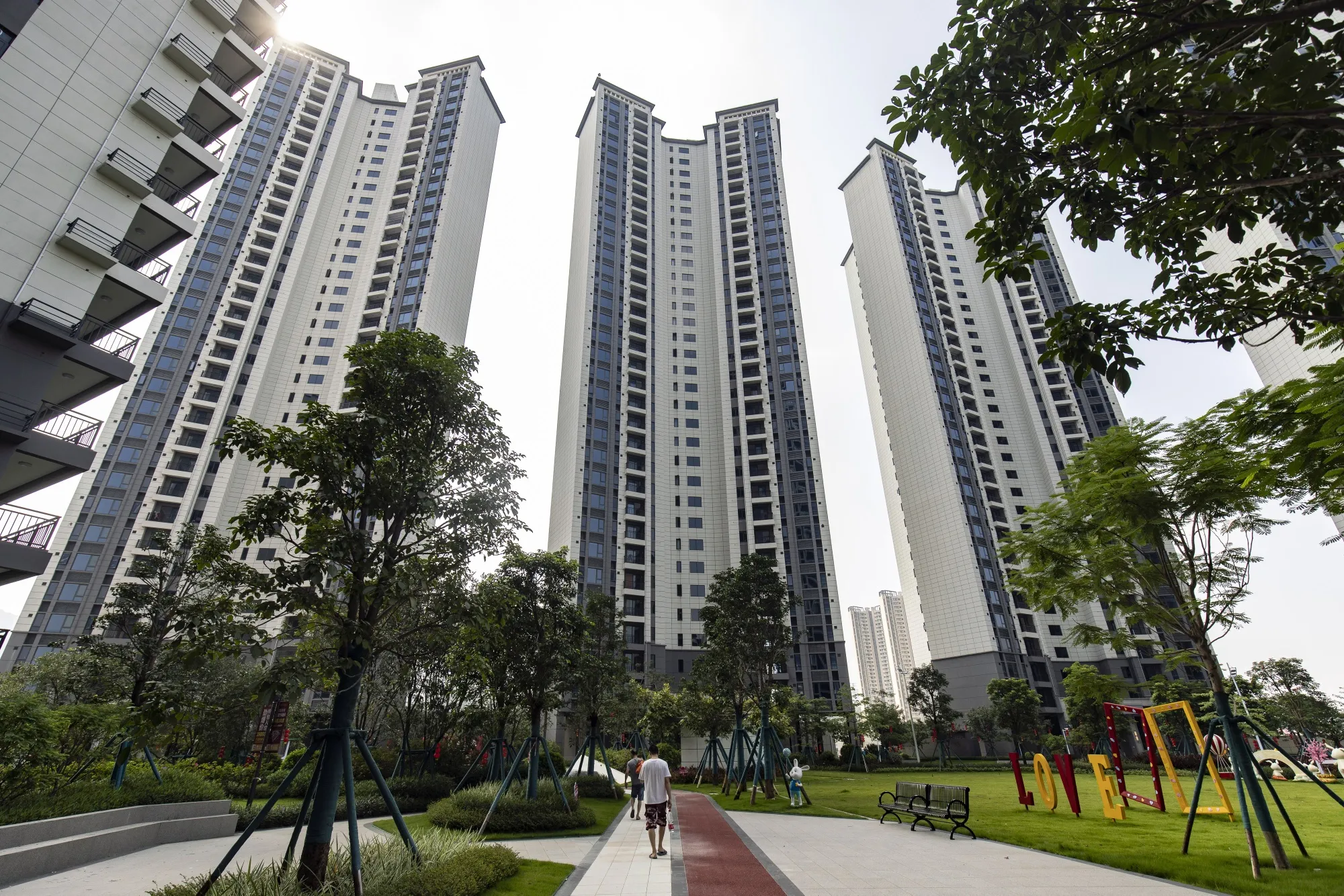 Residential buildings under construction at the Phoenix Palace project, developed by Country Garden Holdings Co., in Heyuan, Guangdong province, China.