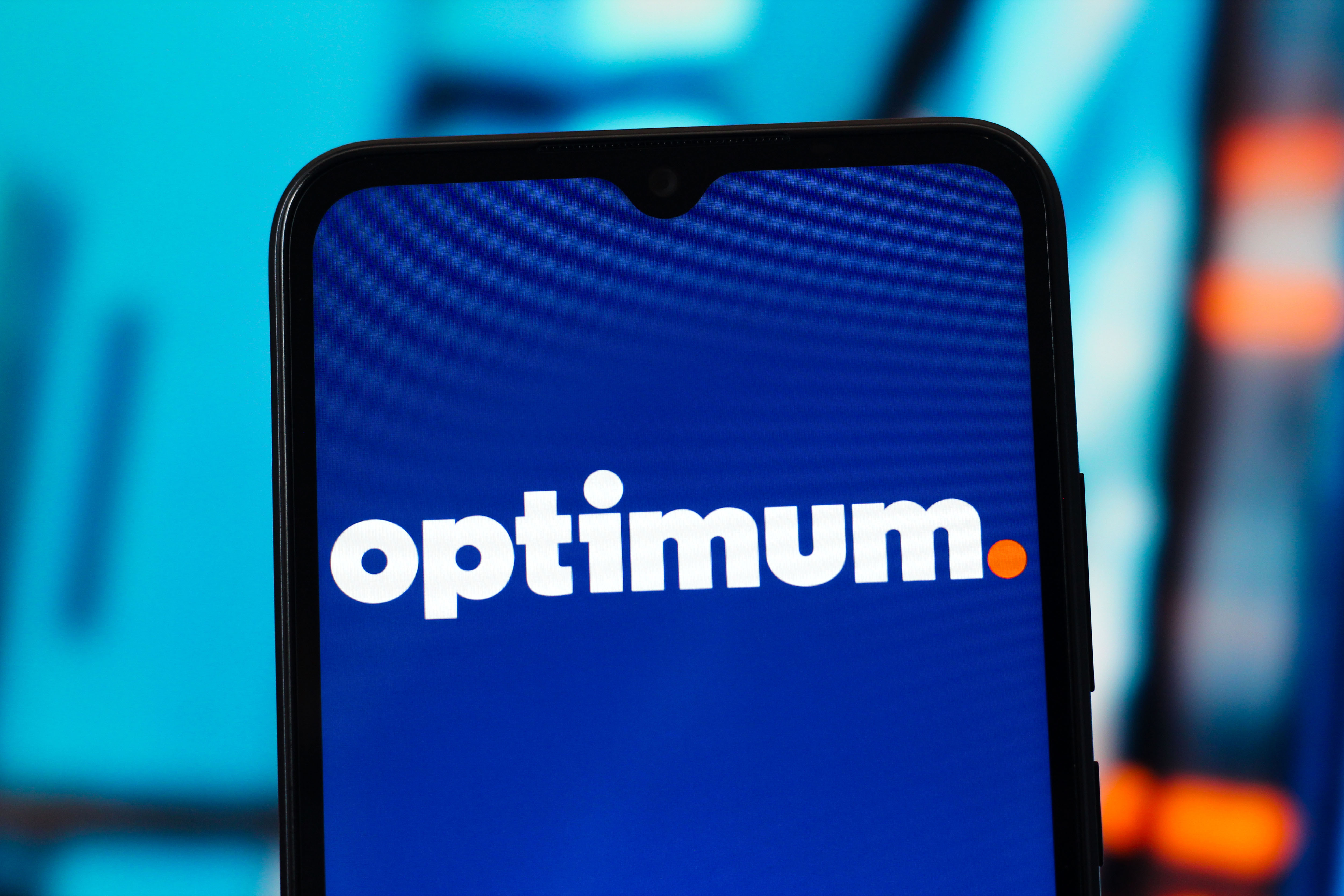 The Optimum Communications logo arranged on a smartphone screen in Canada on Feb. 19, 2026. Photographer: Thomas Fuller/SOPA Images/LightRocket/Getty Images