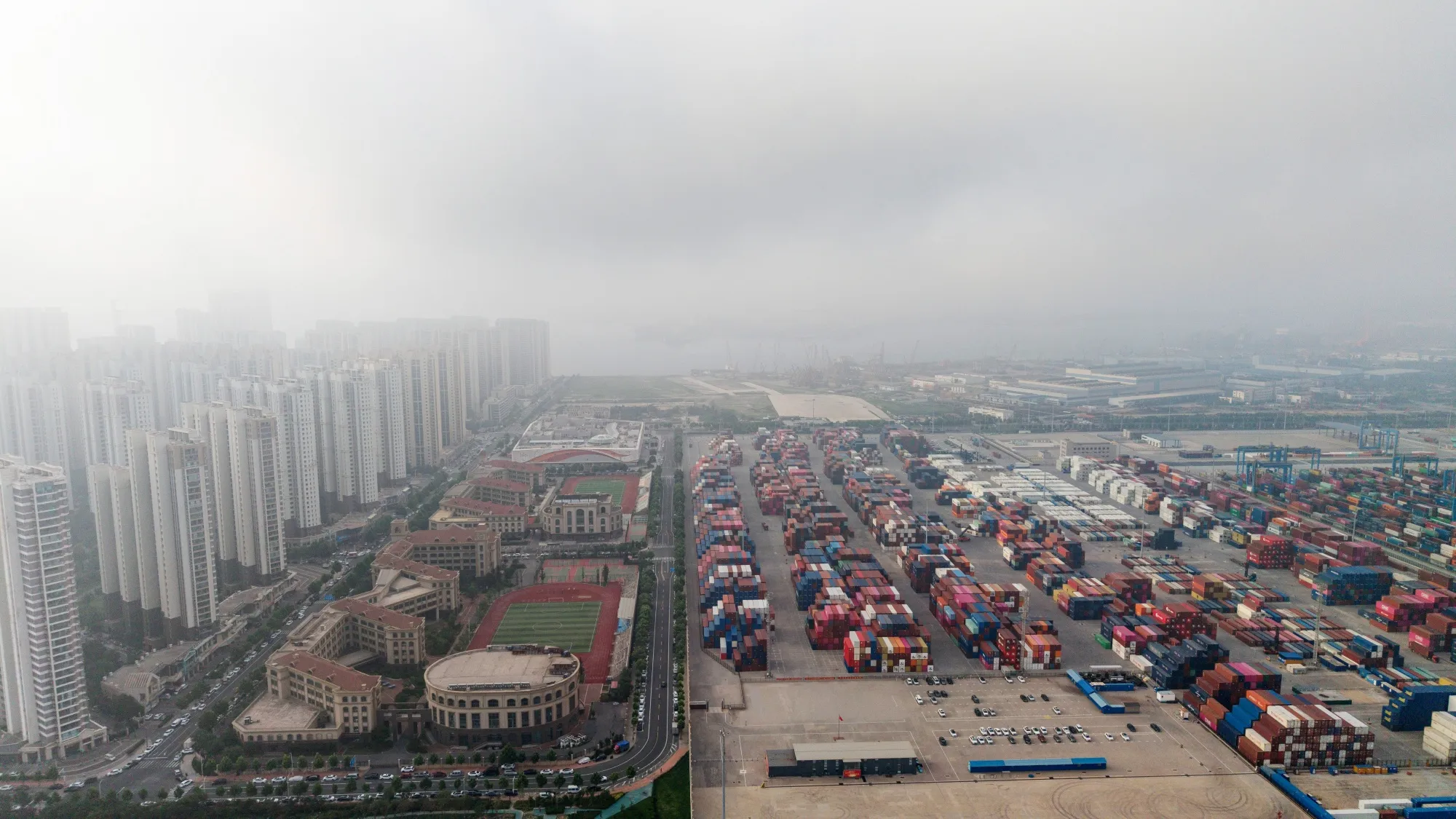 Shipping containers at the Qingdao Port in Qingdao, China, in July.