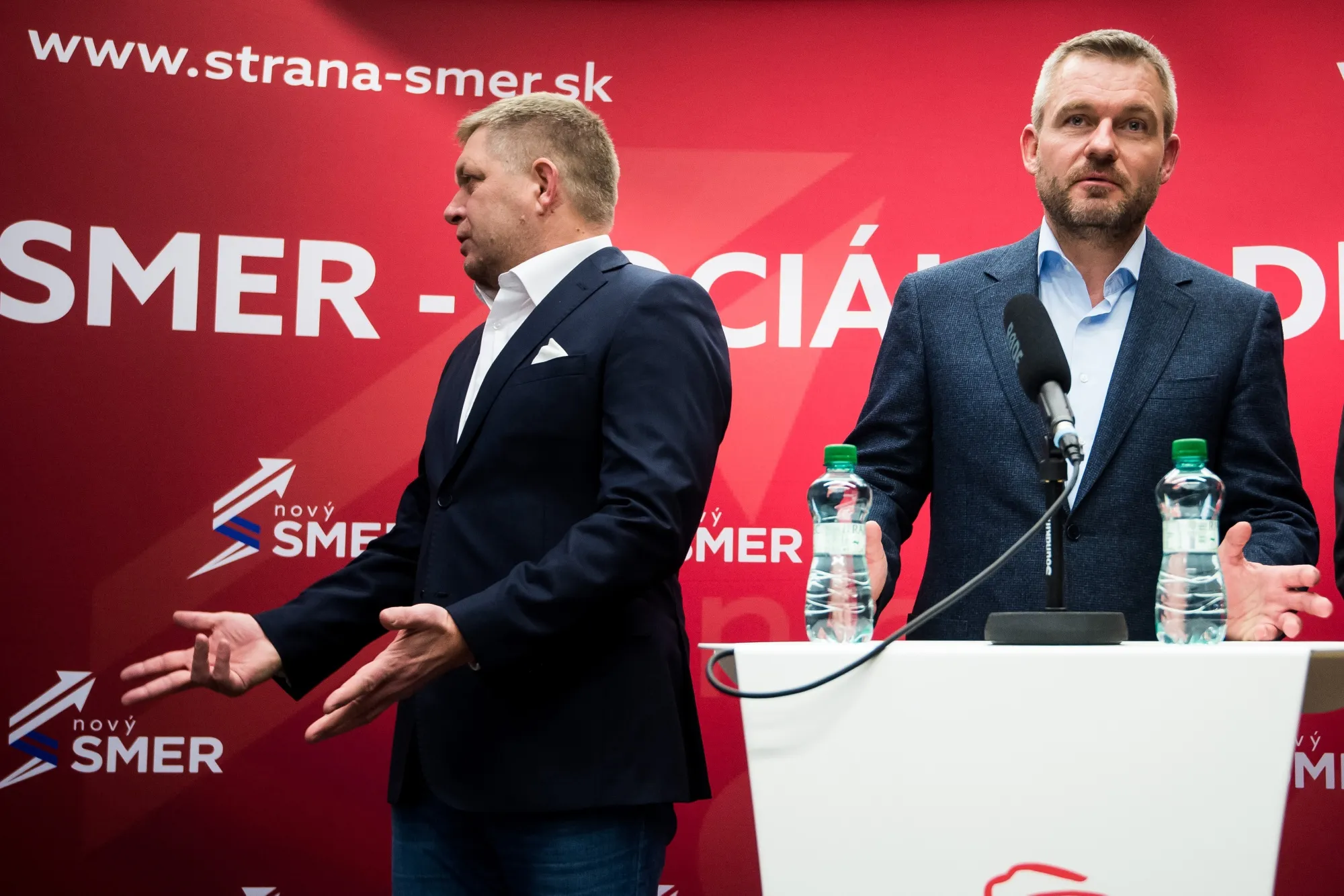 Robert Fico, left, and Peter Pellegrini. Photographer Vladimir Simicek/AFP/Getty Images