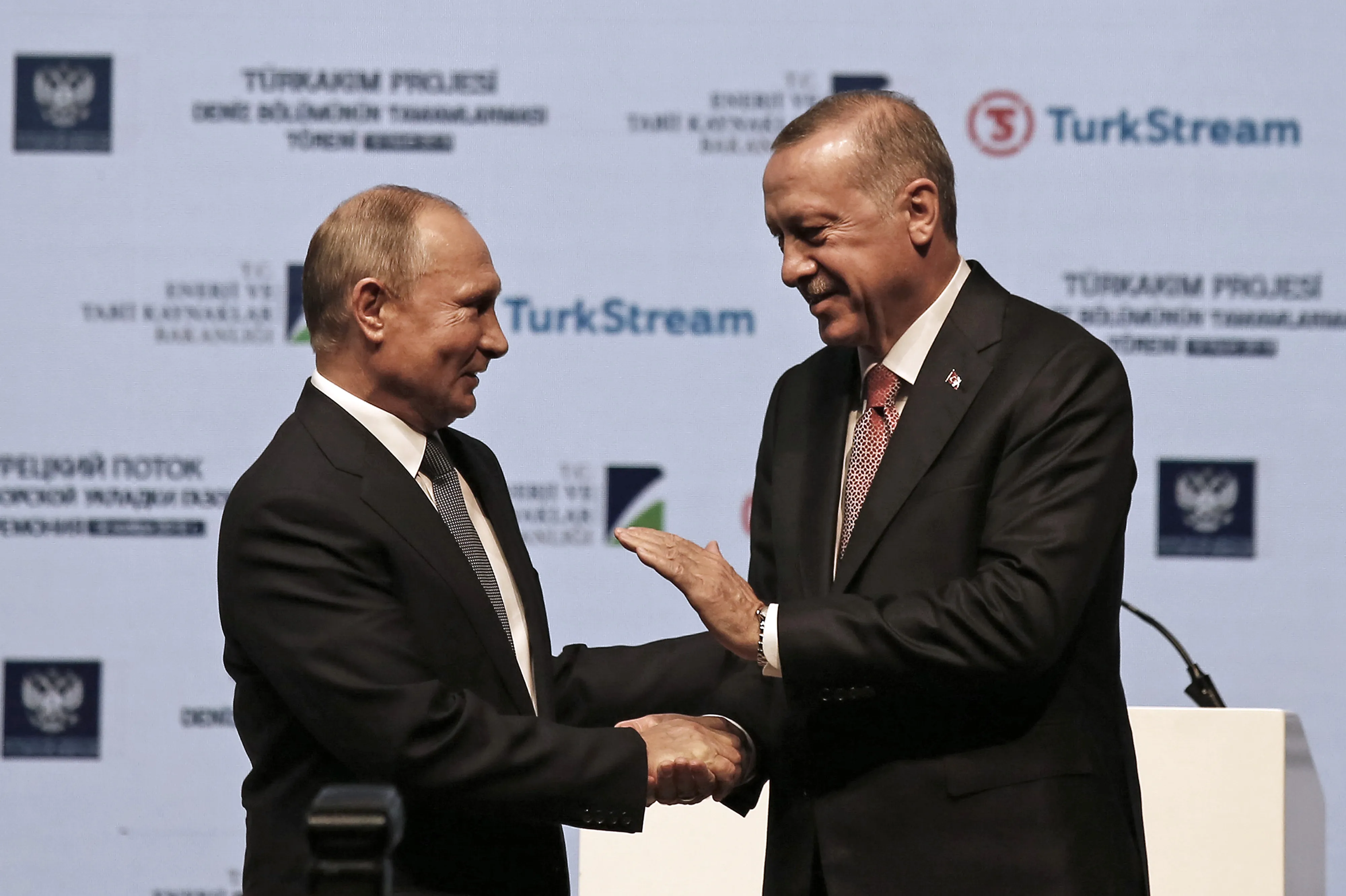 Recep Tayyip Erdogan and Vladimir Putin.