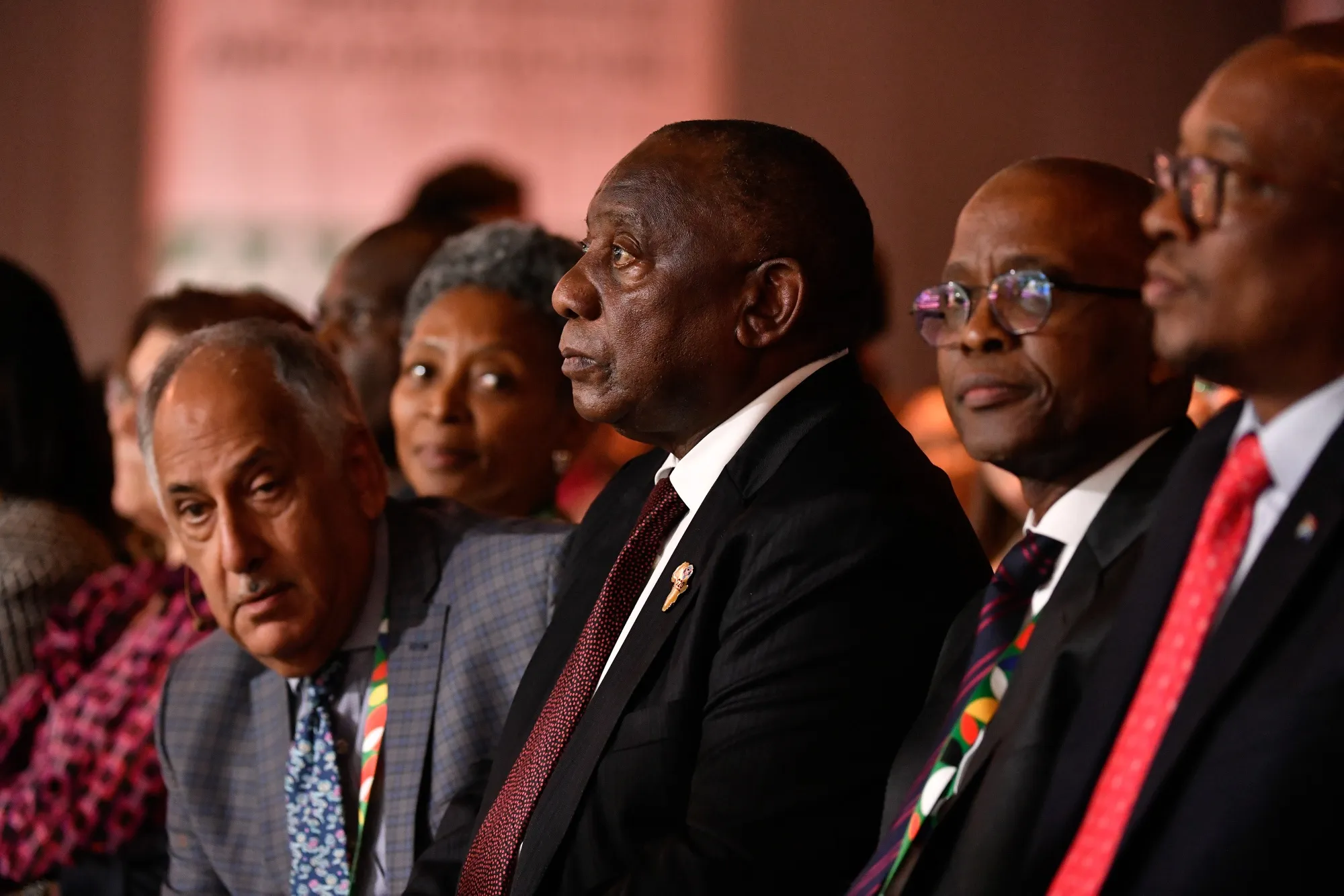 South African President Cyril Ramaphosa, center, at the B-20&nbsp;summit in Johannesburg on&nbsp;Nov. 20.