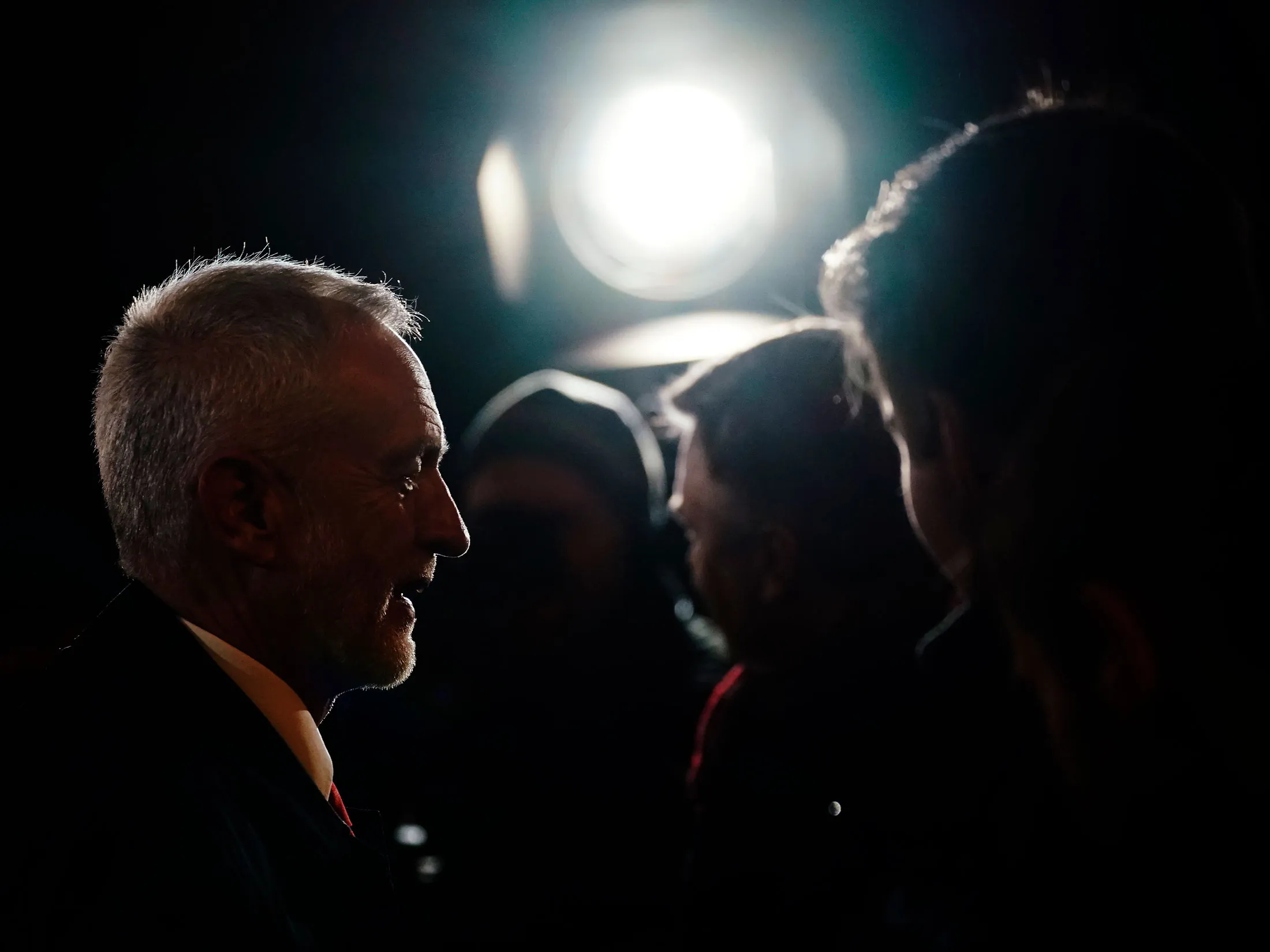 Labour Leader Jeremy Corbyn arrives at Media City in Salford, England, ahead of a televised debate with Prime Minister Boris Johnson on Nov. 19.