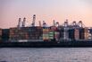 Containers on the dockside at the Port of Hamburg.