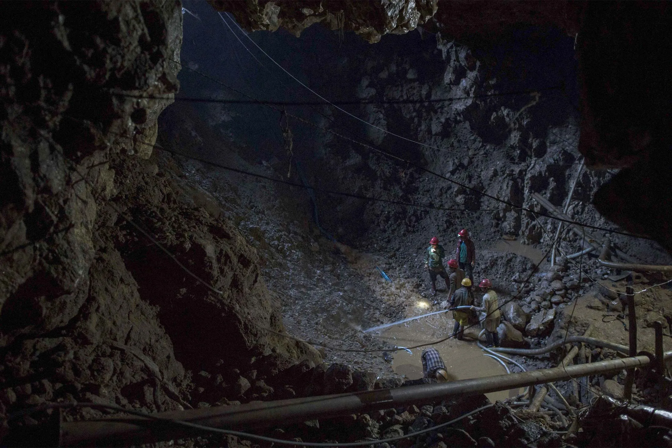 Workers at a ruby mine in Mogok, north of Mandalay.