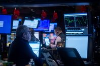 Traders On The Floor Of The NYSE As US Stocks Rally Most Since 2022 On Trade Deal Hopes