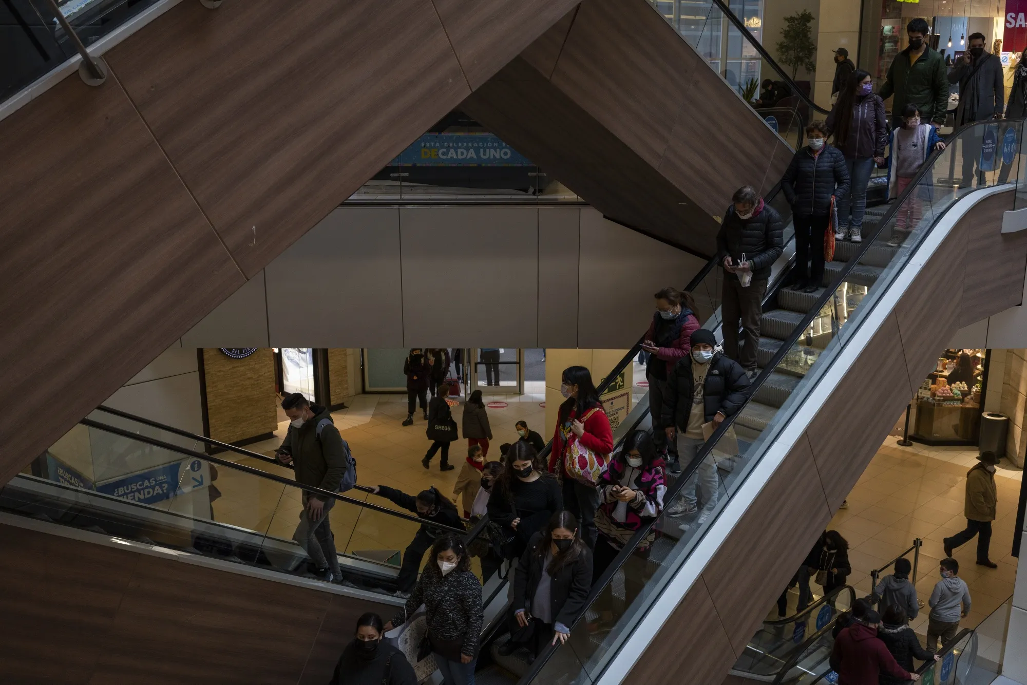 Shoppers inside a mall in Santiago, on July 13.