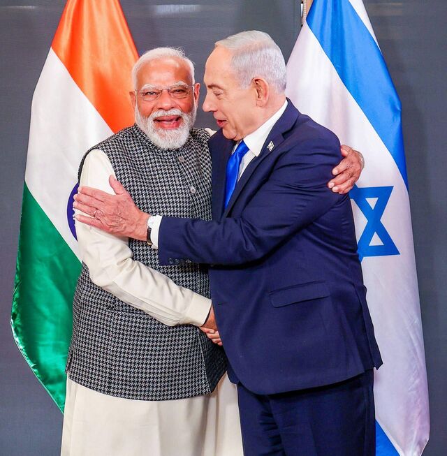 India’s Prime Minister Narendra Modi meets Israeli Prime Minister Benjamin Netanyahu in Tel Aviv on Feb. 25.