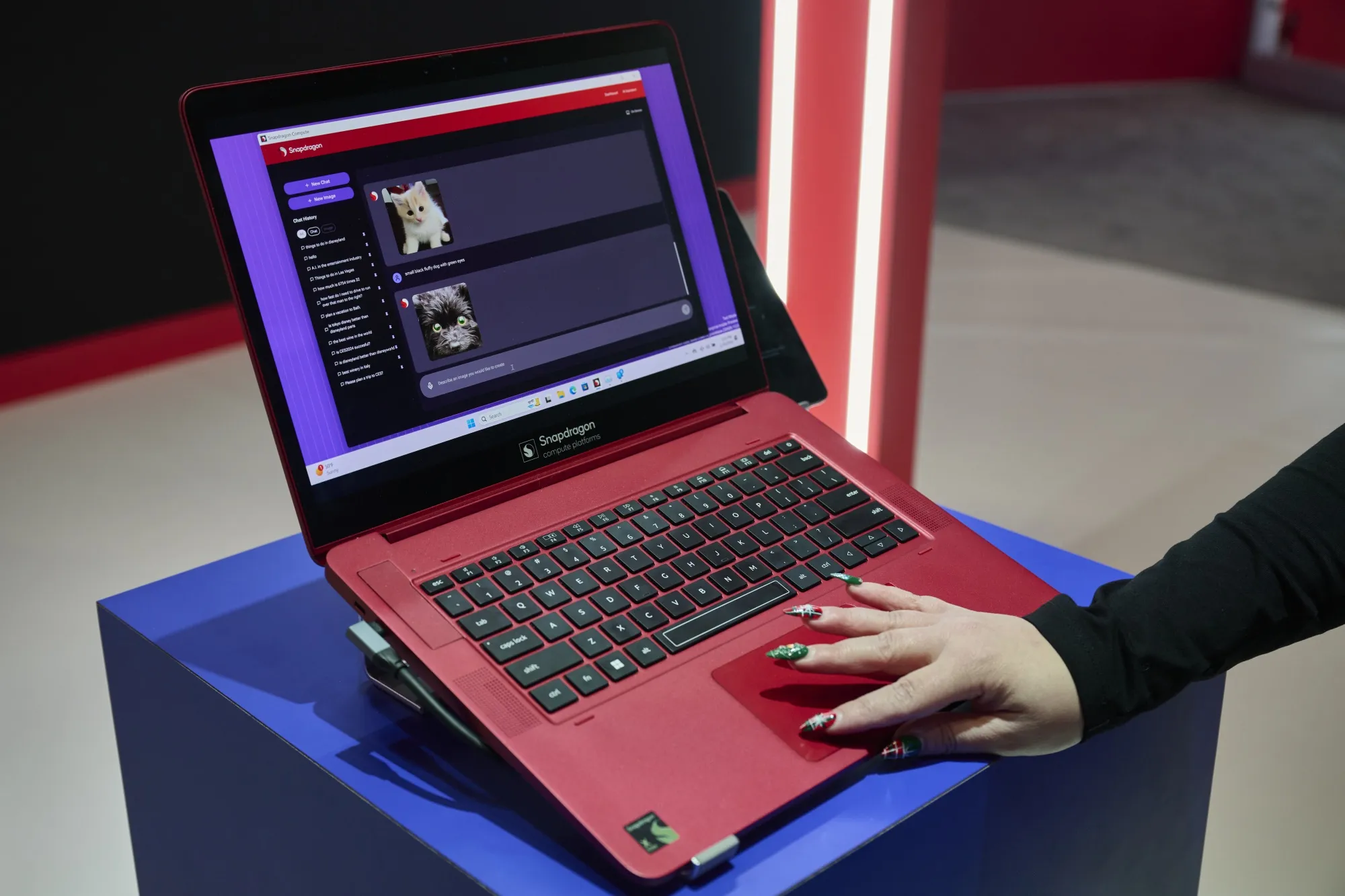 Text to image generative AI on a laptop using a Qualcomm Snapdragon X Elite chip.