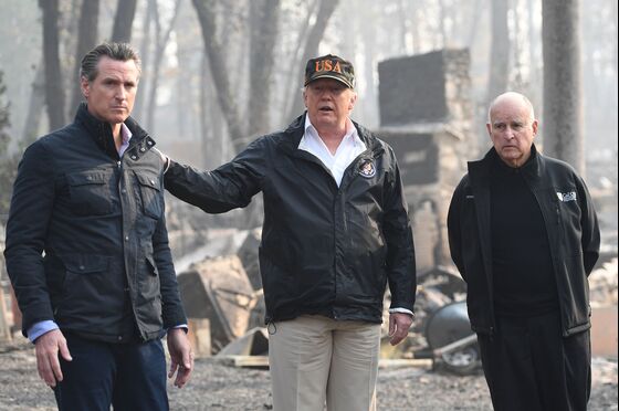 Trump Visits Community Badly Damaged by California Wildfires 