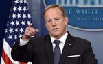 Sean Spicer, then-White House press secretary, takes a question at the White House in 2017.