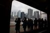 A view of Lower Manhattan from a Staten Island Ferry.