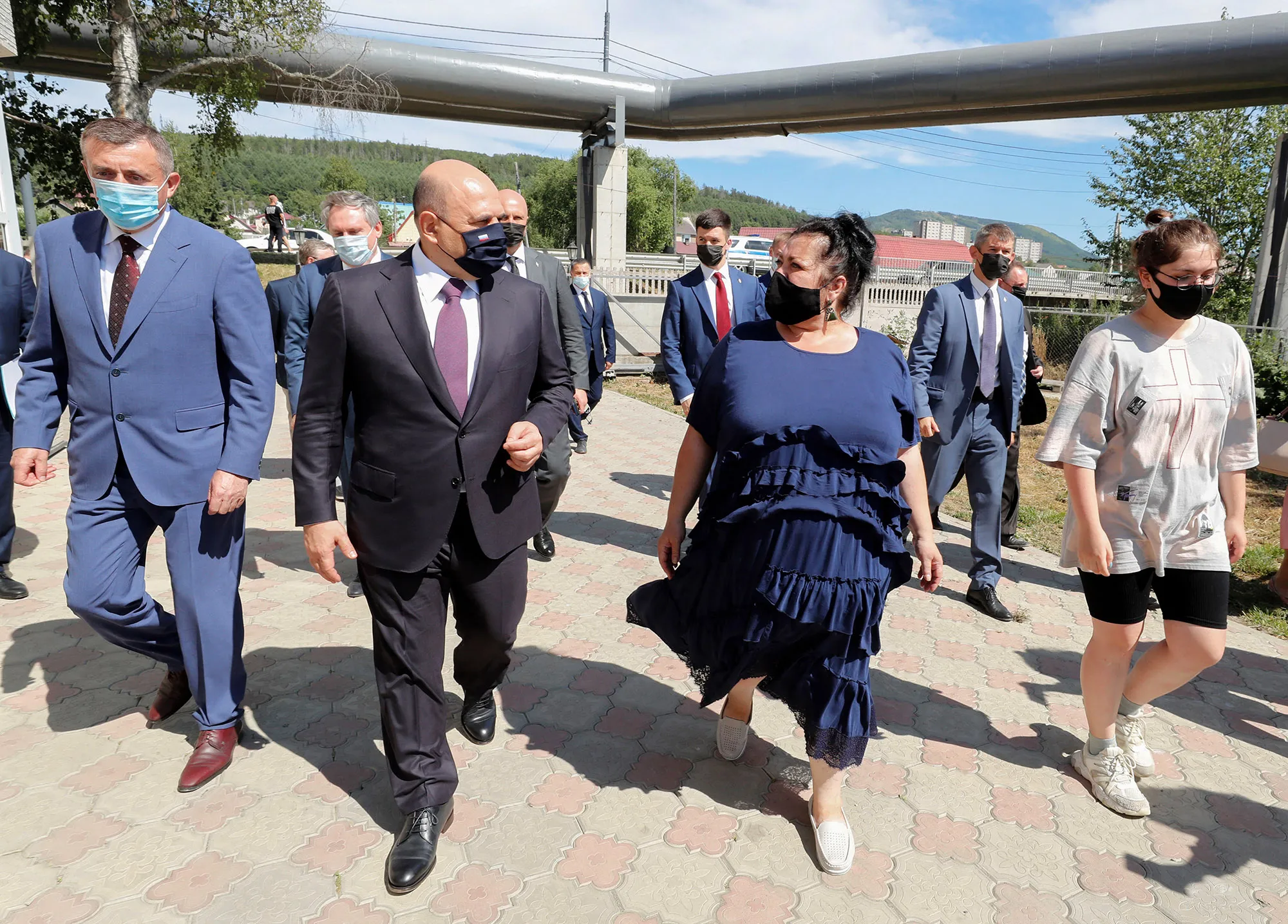 Russian Prime Minister&nbsp;Mikhail Mishustin visits&nbsp;the disputed Kuril Islands, in July.&nbsp;