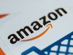 A picture shows the logo of Amazon displayed on a tablet.
