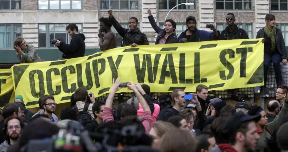 Occupy Wall Street protesters rally in Canal Street in Lower Manhattan in November 2011.