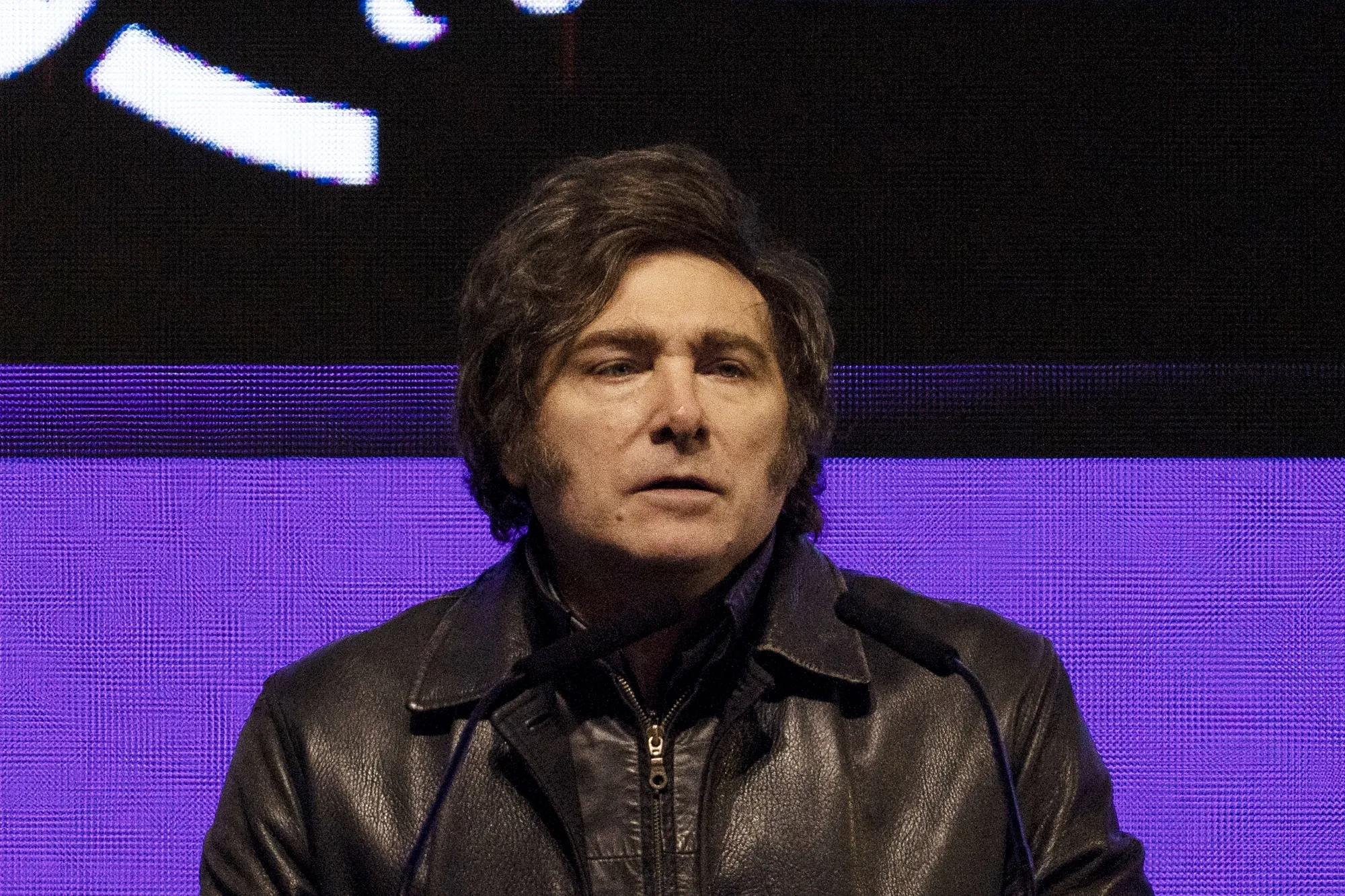 Javier Milei speaks during a campaign rally in Moreno, Argentina, on Sept. 3.