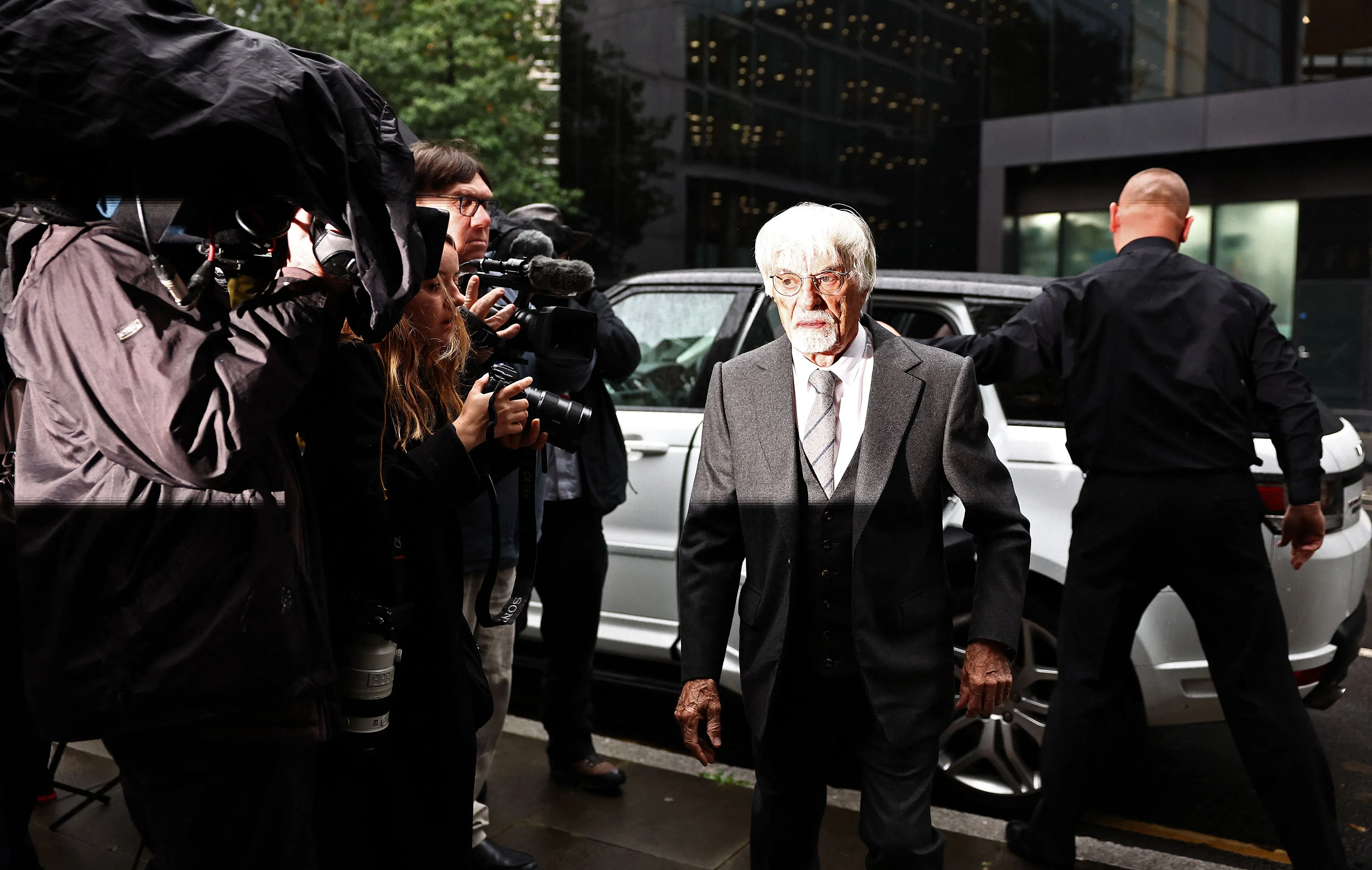 Bernie Ecclestone arrives at Southwark Crown Court in London on Oct. 12.