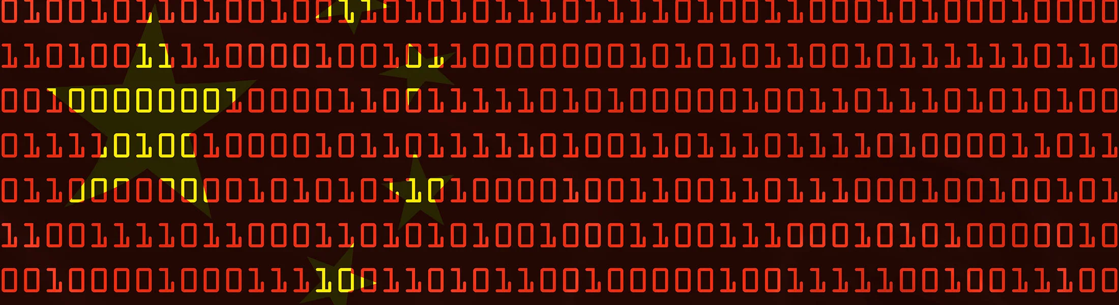 Chinese Technology Concept - Flag of China in Binary Code