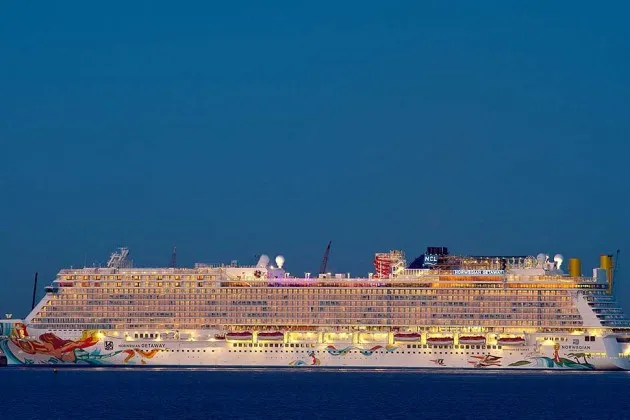 The Norwegian Getaway sits in the port of Bremerhaven on Nov. 21, 2013 in Bremerhaven, Germany
