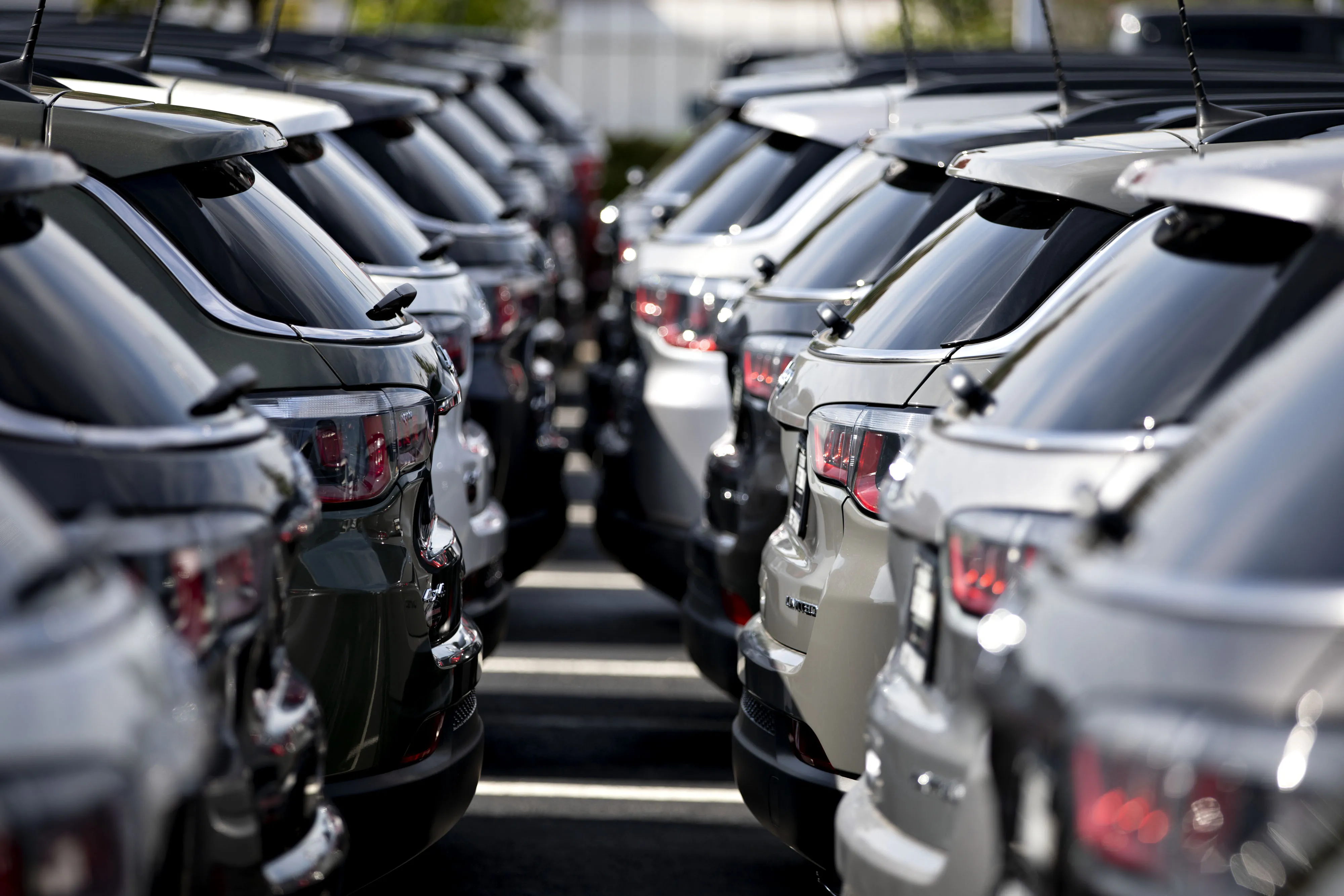 Fiat Chrysler vehicles at a car dealership.