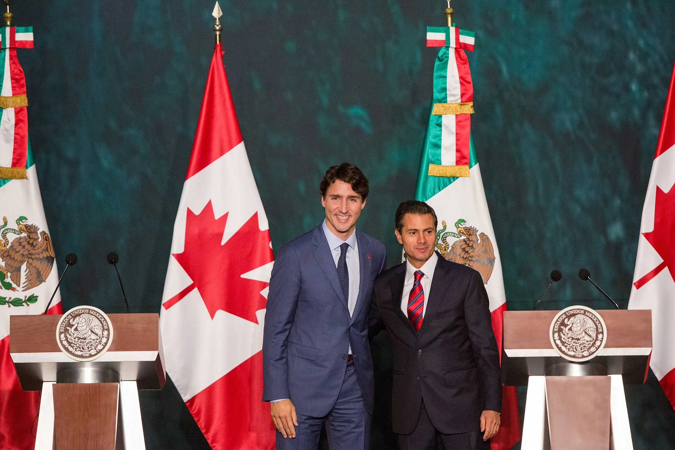 Canada’s Justin Trudeau with López Obrador’s predecessor, Enrique Peña Nieto, in Mexico in 2017.