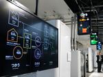 A monitor displays a diagram of the hydrogen energy management system at Toshiba Corp.'s Hydrogen Energy Research and Development Center at the company's Fuchu complex in Tokyo.
