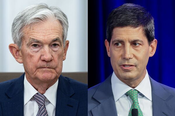 COMBO Federal Reserve Chair Jerome Powell and chair nominee Kevin Warsh