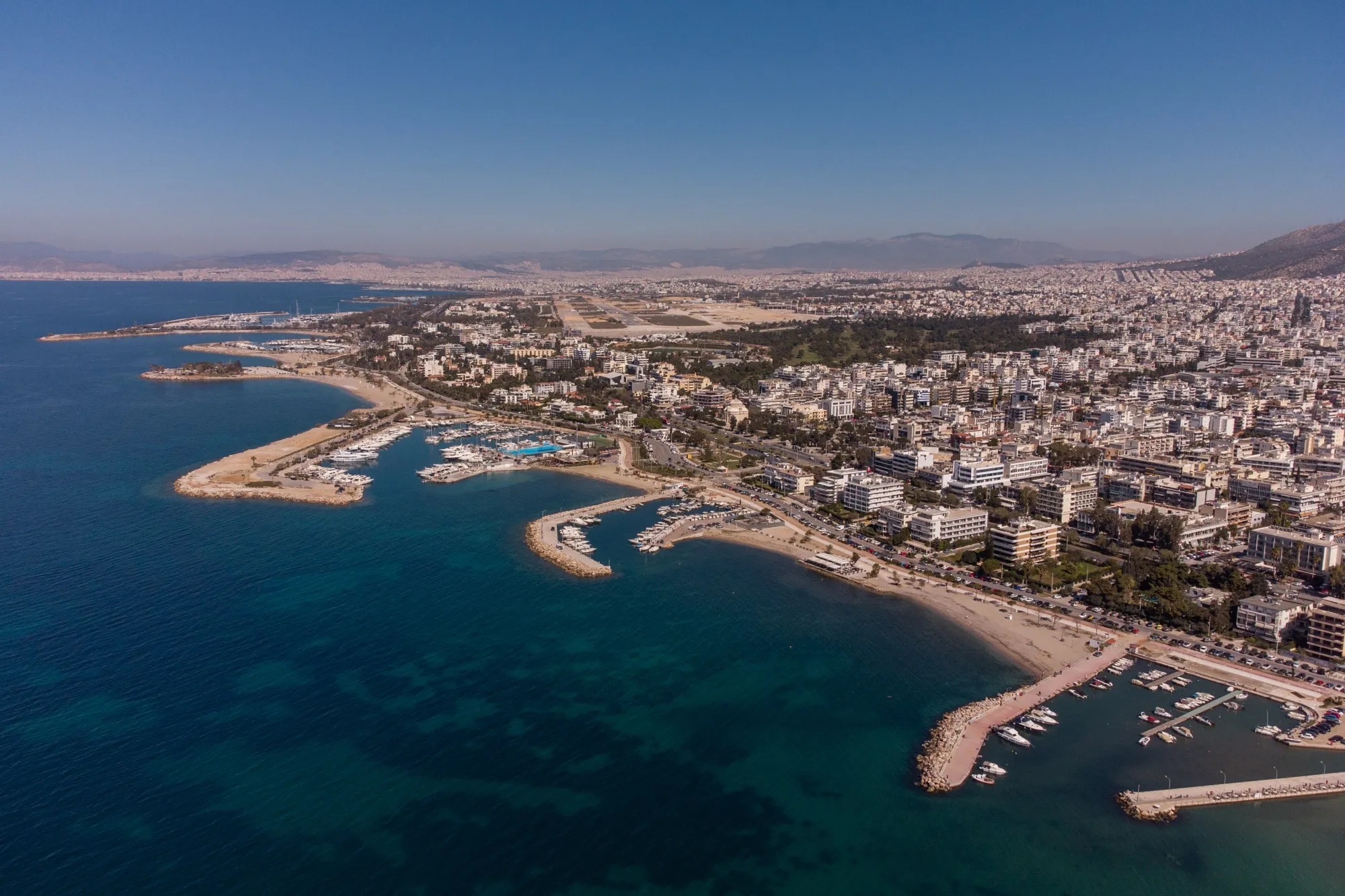 Properties along the coastline at Glyfada suburb, near Athens.